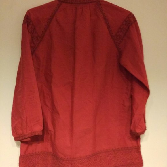 Madewell  Camelia Embroidered Tassel Top Flame Red - Picture 5 of 7